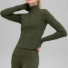 Alo Softsculpt Precision 1/4 Zip Long Sleeve - Green Olive