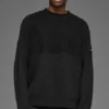 Domain Shift Rib Knit Sweater Crew - Black
