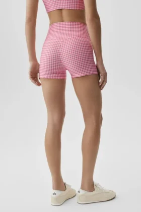 3″ Airlift Gingham High-Waist Sleek Short – Paradise Pink Gingham