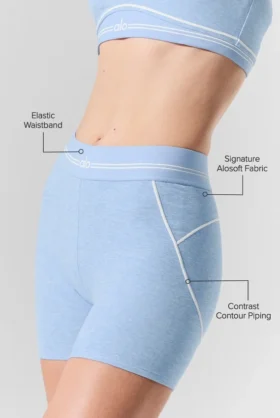 4” Alosoft High-Waist Heart Throb Short – Seashell Blue Heather/White