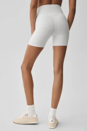 5″ Airbrush High-Waist Biker Short – White