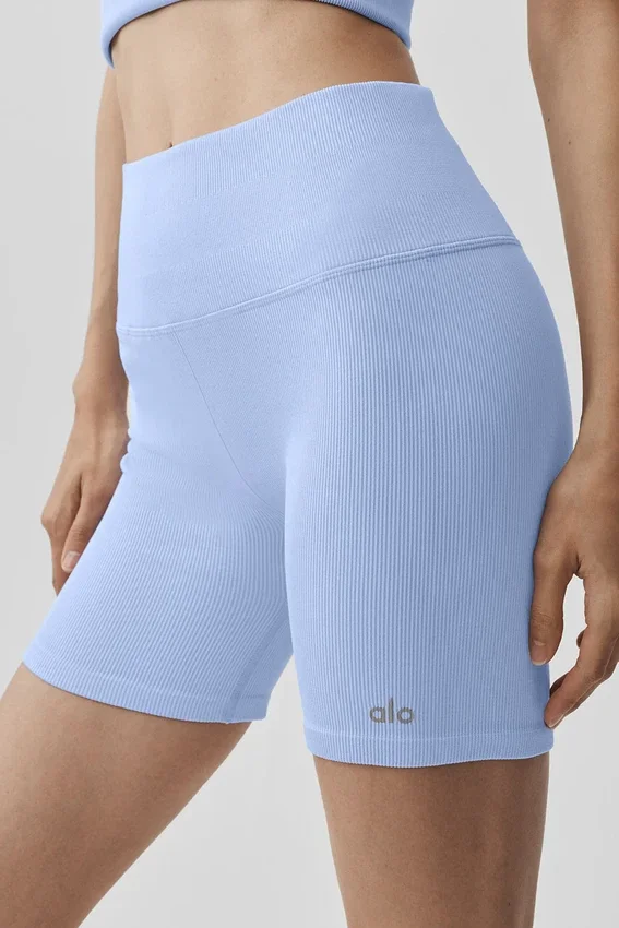 5" Seamless Ribbed Favorite Short - Light Provence Blue