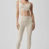 7/8 High-Waist Alosoft Heart Throb Legging - Oatmeal Heather/White