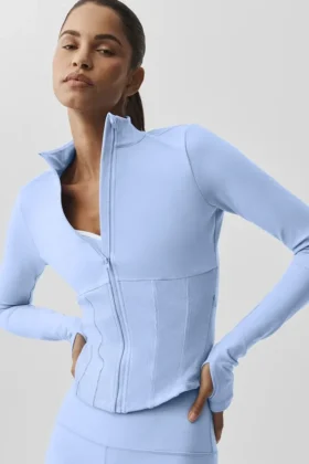 Airbrush Corset Full Zip Jacket – Light Provence Blue