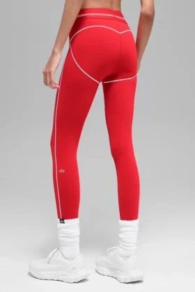 Airbrush High-Waist 7/8 Heart Throb Legging – Bright Red/White
