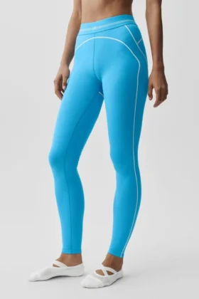 Airbrush High-Waist Heart Throb Legging – Azure Blue/White