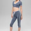 Airbrush High-Waist Race Pace Capri - Bluestone/White