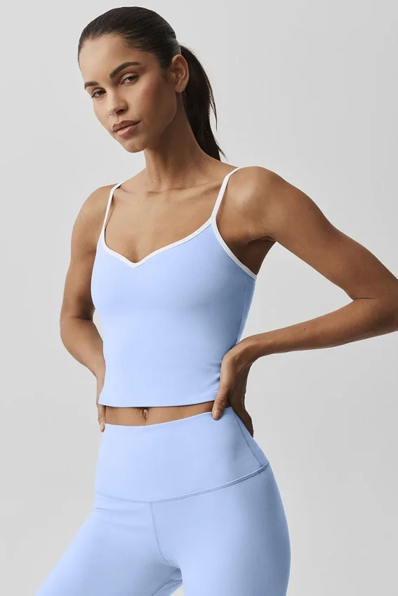 Airbrush Refined Bra Tank - Light Provence Blue/White