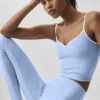 Airbrush Refined Bra Tank - Light Provence Blue/White