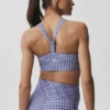 Airlift Gingham Sleek Bra Tank - Navy Gingham