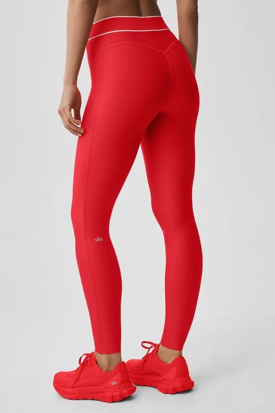 Airlift High-Waist Alignment Legging - Bright Red/White