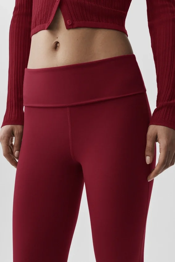 Alo Softsculpt 7/8 Foldover Flare Legging - Summer Romance Red