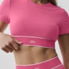 Alo Softsculpt Amp It up Short Sleeve Bra - Paradise Pink