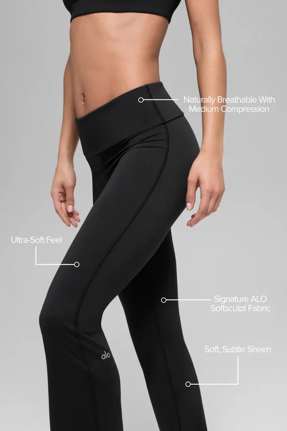Alo Softsculpt Foldover Flare Legging - Black
