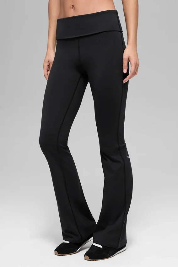 Alo Softsculpt Foldover Flare Legging - Black