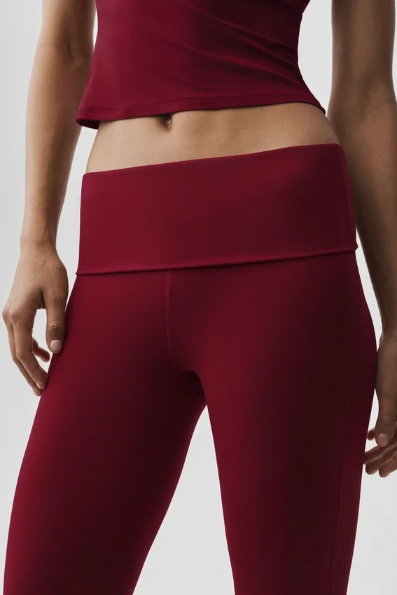 Alo Softsculpt Foldover Flare Legging - Summer Romance Red