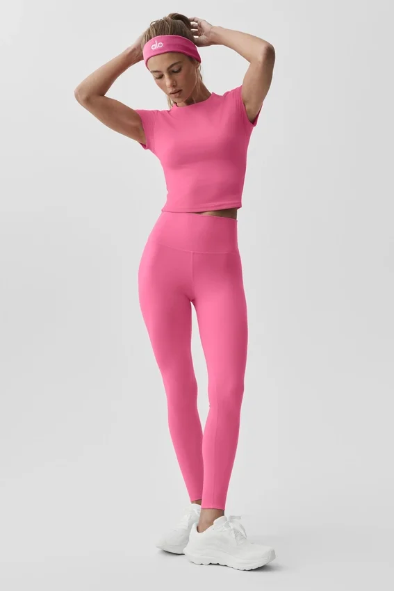 Alo Softsculpt Precision Short Sleeve Top - Paradise Pink