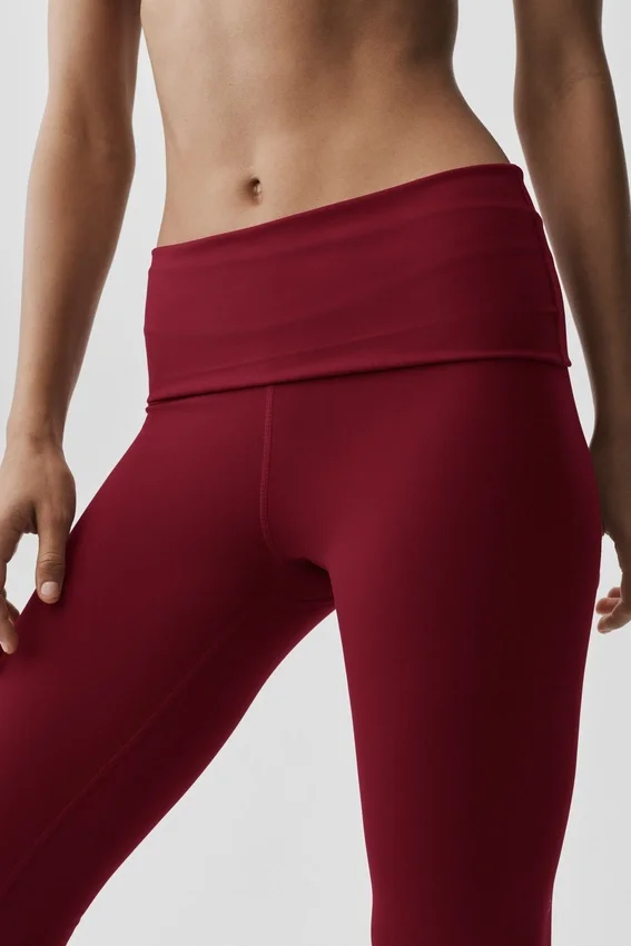 Alo Softsculpt Low-Rise Foldover Capri - Summer Romance Red