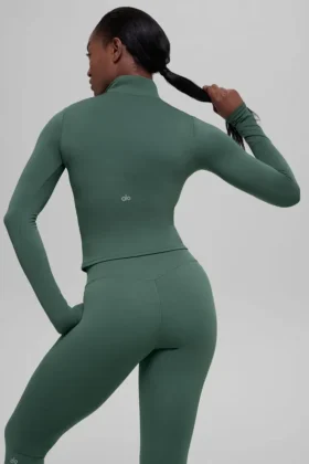 Alo Softsculpt Precision 1/4 Zip Long Sleeve – Clover Green