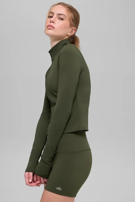 Alo Softsculpt Precision 1/4 Zip Long Sleeve - Green Olive