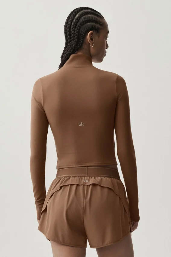 Alo Softsculpt Precision 1/4 Zip Long Sleeve - Sun Kissed Brown