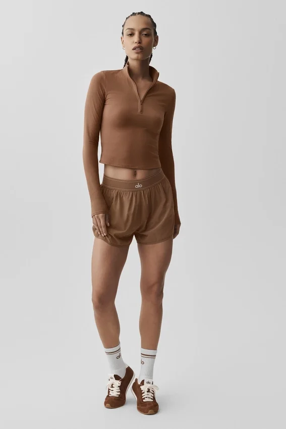Alo Softsculpt Precision 1/4 Zip Long Sleeve - Sun Kissed Brown