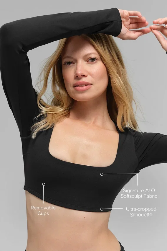 Alo Softsculpt Precision Long Sleeve Bra - Black