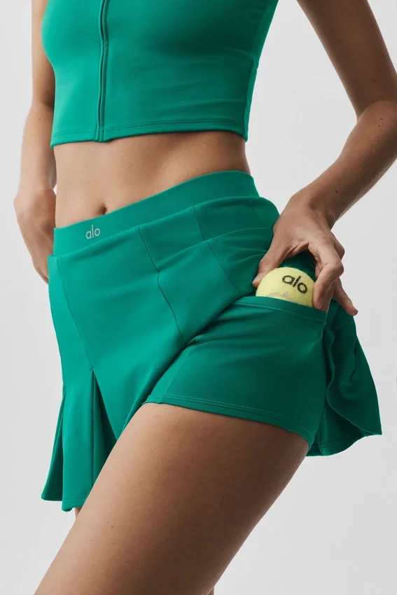 Alo Softsculpt Topspin Tennis Skirt - Emerald Isle