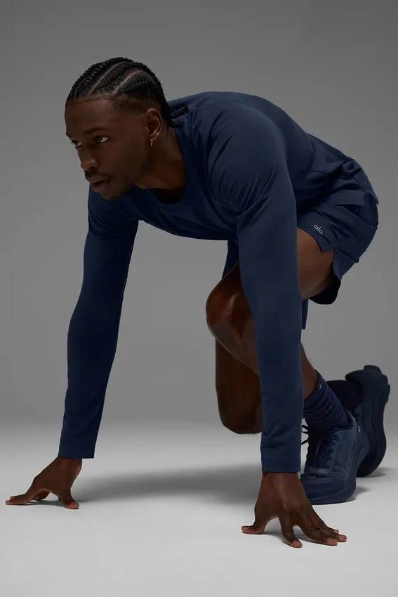 Alo Vapor Crewneck Long Sleeve - Navy