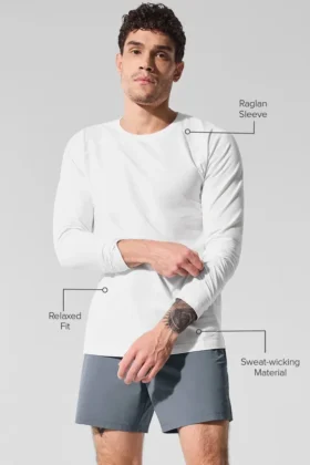 Alo Vapor Crewneck Long Sleeve – White