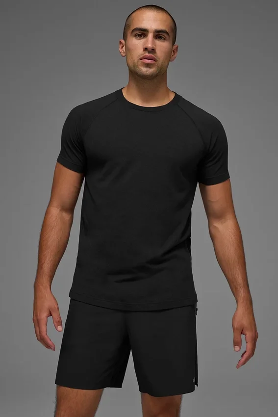 Alo Vapor Crewneck Short Sleeve - Black