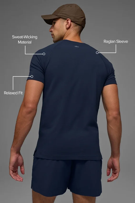 Alo Vapor Crewneck Short Sleeve - Navy