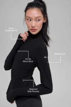 Alosoft 1/2 Zip Rapid Pullover – Black