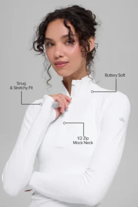 Alosoft 1/2 Zip Rapid Pullover – White