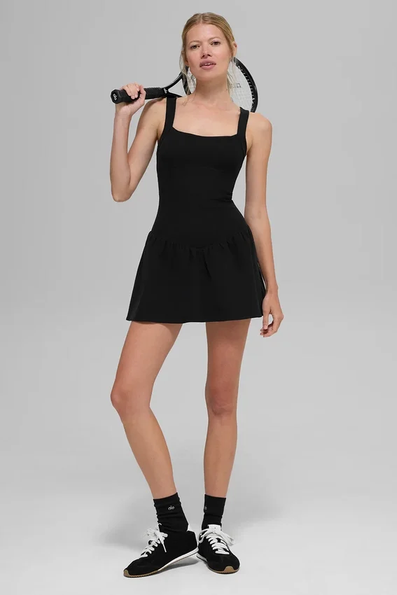 Alosoft Break Point Tennis Dress - Black