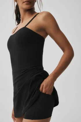 Alosoft Courtside Tennis Dress – Black