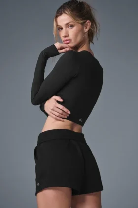 Alosoft Crop Finesse Long Sleeve – Black