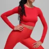 Alosoft Crop Finesse Long Sleeve - Bright Red