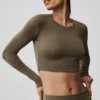 Alosoft Crop Finesse Long Sleeve - Olive Tree