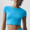 Alosoft Crop Finesse Short Sleeve - Azure Blue