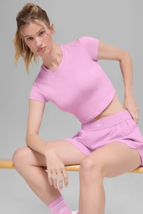 Alosoft Crop Finesse Short Sleeve - Candy Heart Pink
