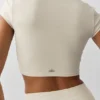 Alosoft Crop Finesse Short Sleeve - Oatmeal Heather