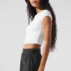 Alosoft Crop Finesse Short Sleeve - White