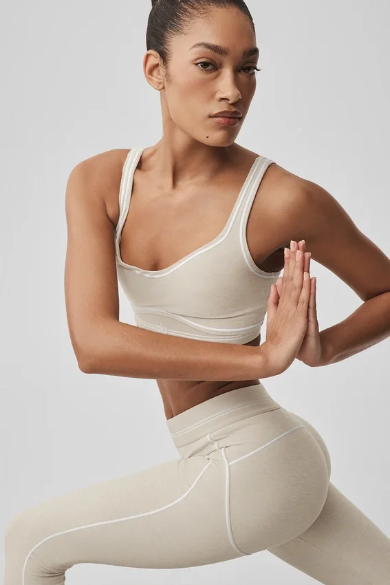 Alosoft Heart Throb Bra - Oatmeal Heather/White