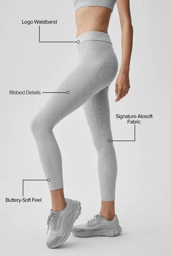Alosoft High-Waist 7/8 Relay Legging - Athletic Heather Grey/White