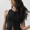 Alosoft Level up Full Zip Tank - Black