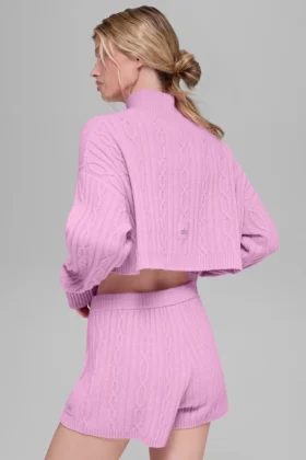 Cable Knit Cropped Winter Bliss Turtleneck Long Sleeve – Candy Heart P