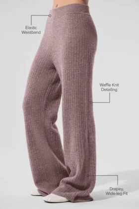 Cashmere High-Waist Plush Waffle Pant – Mushroom Heather