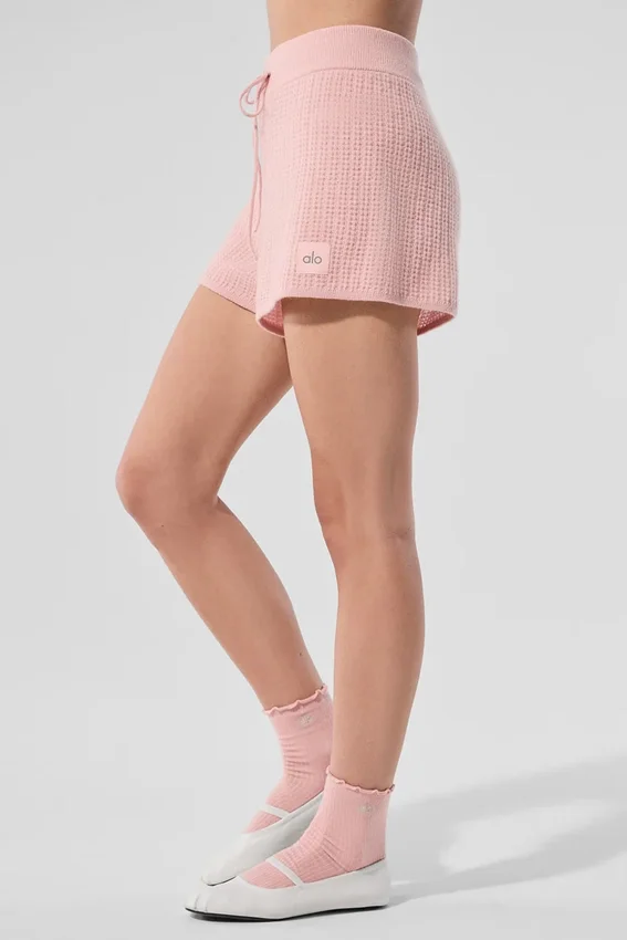 Cashmere High-Waist Plush Waffle Short - Pink Quartz