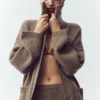 Cashmere Northstar Long Cardigan - Alpine Cocoa Heather